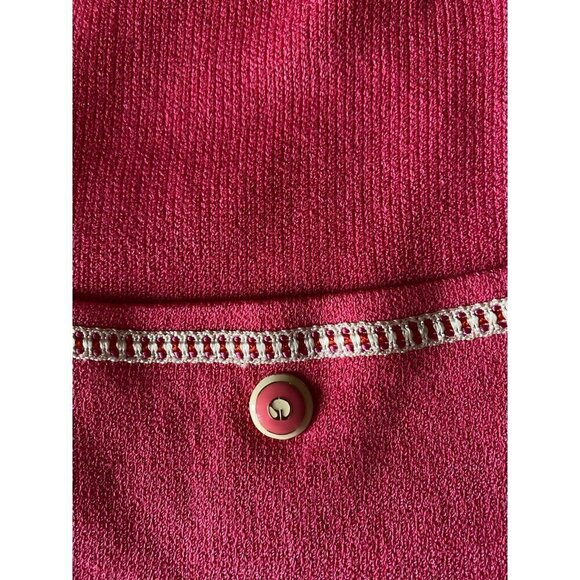Vintage St John Women's Pink Knit White Trim Zip Jacket - 10 - Picture 8 of 11